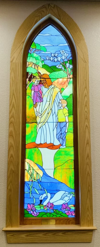 Stained glass Jesus children